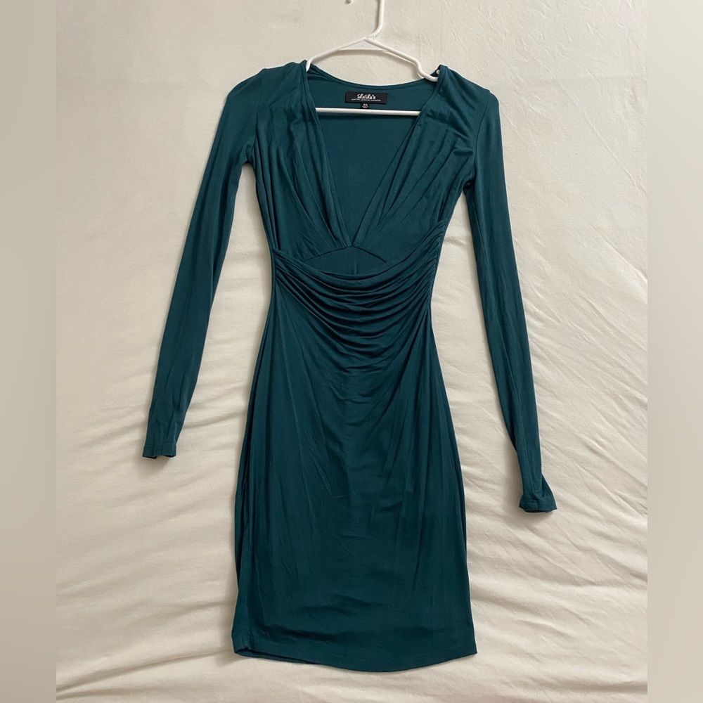 Lulus green deep v dress